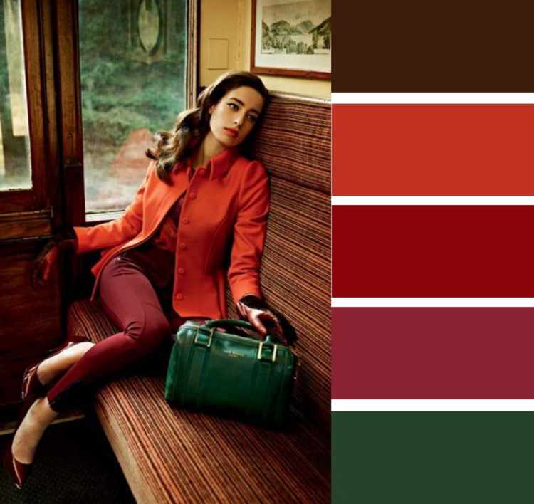 Сочетание бордового и зеленого