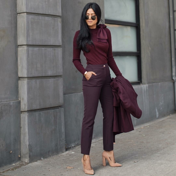 Образ в бордовом цвете