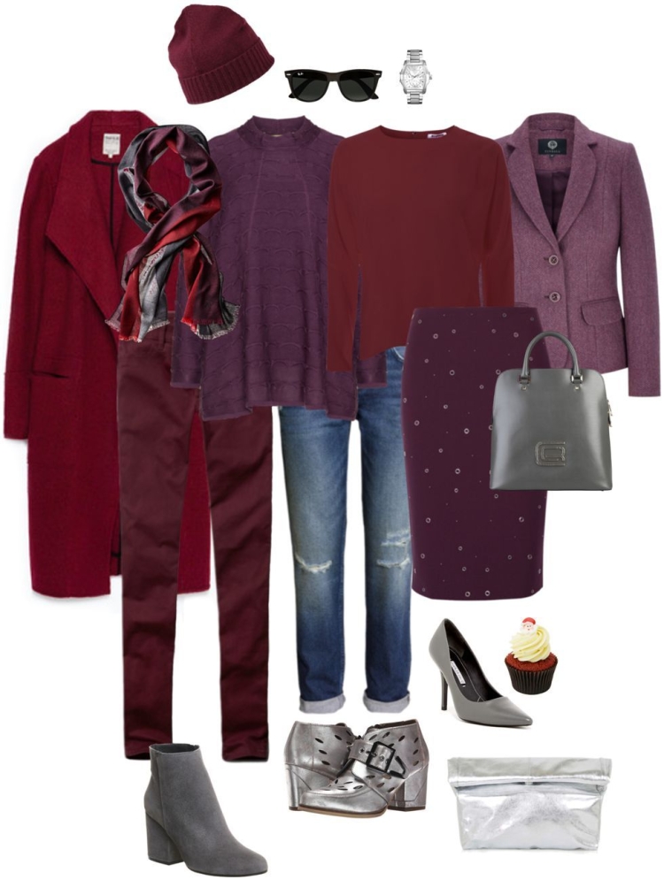Капсульный гардероб с бордовым цветом
