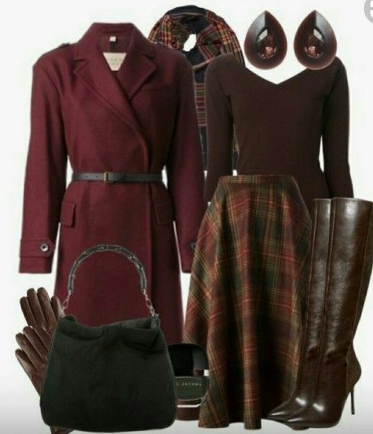 Бордовый с коричневым в одежде