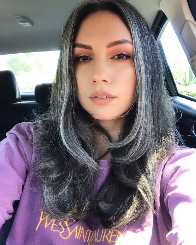 Окрашивание волос с сединой на темных волосах