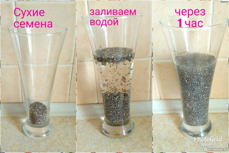 Семена чиа разбухшие в воде