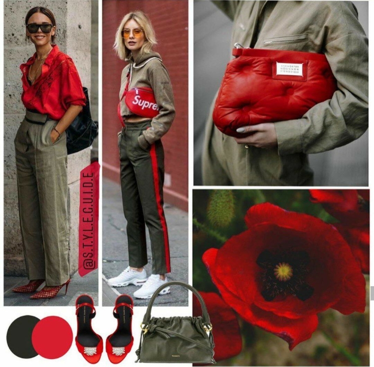 Сочетание цветов хаки и красный