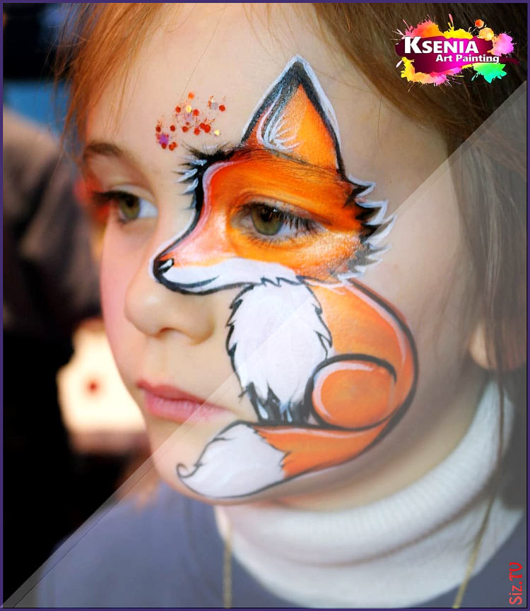 Аквагрим лиса для детей