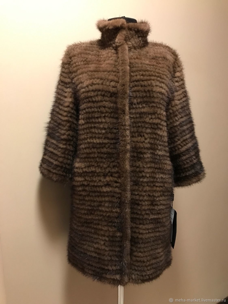 Вязаное норковое пальто