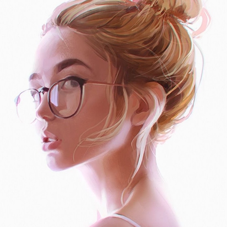 Нарисованная девушка в очках