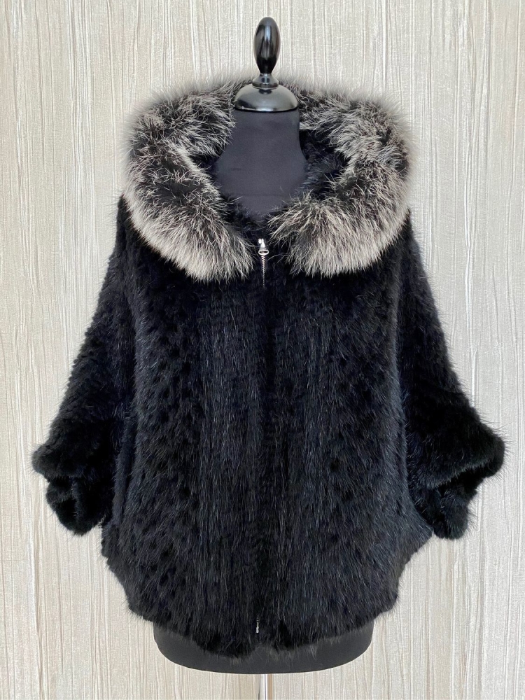 Куртка из вязаной норки с капюшоном Orsa