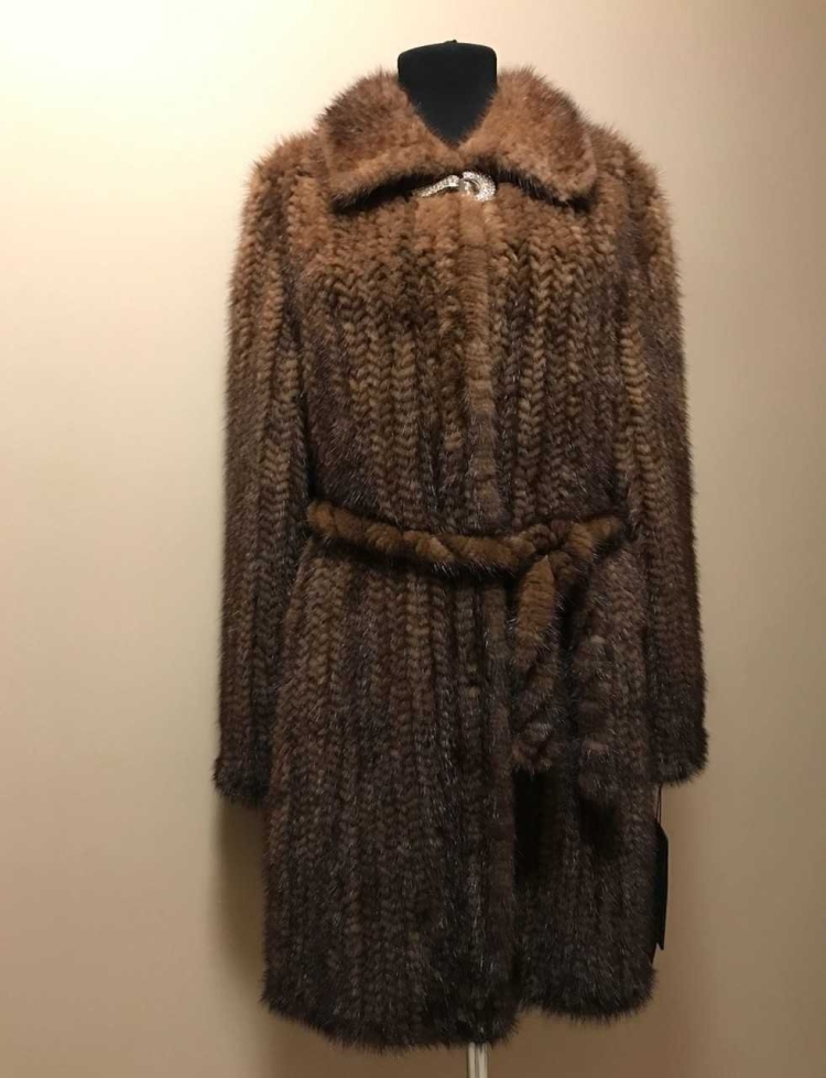 Вязаная норковая шуба