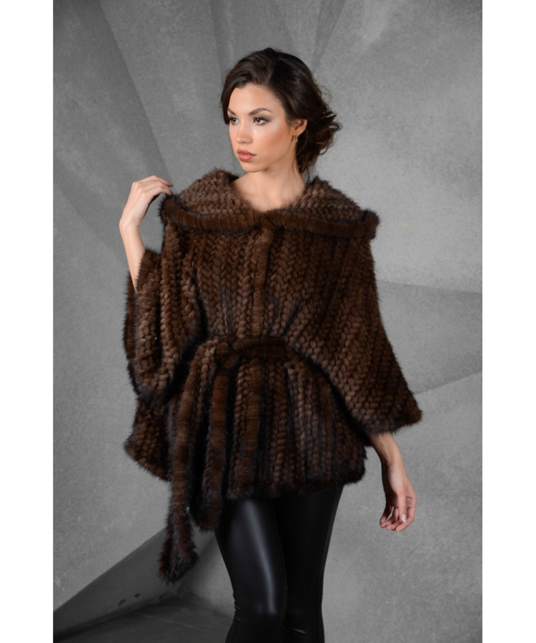 Вязаная норка пальто