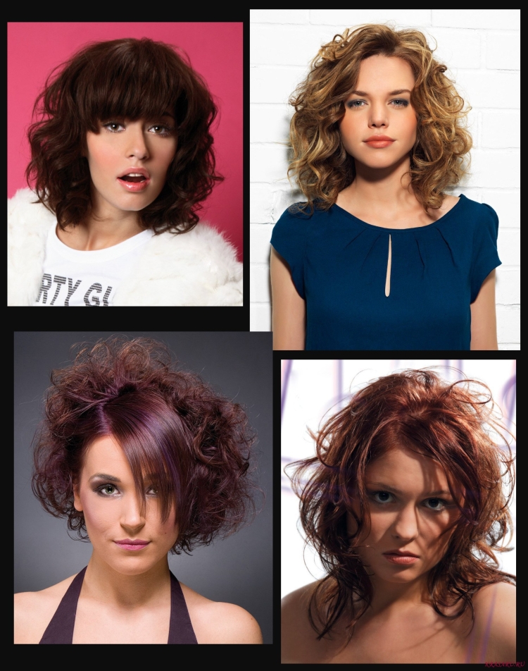 Боб Каскад на средние вьющиеся волосы