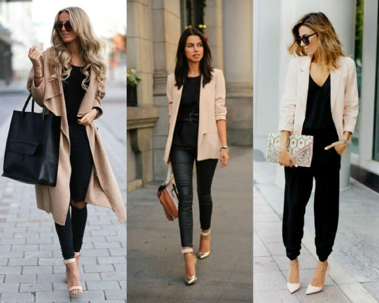 Сочетание бежевого и черного в одежде