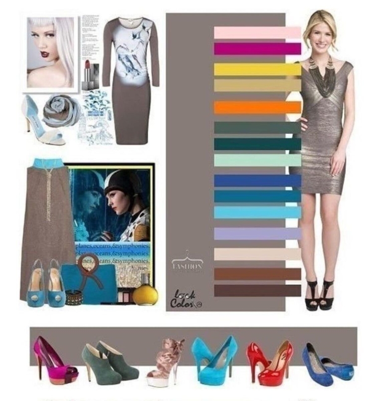 Сочетание цветов с серым в одежде