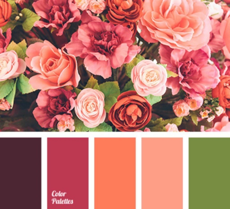Сочетание розового и красного палитра