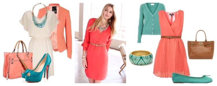 Сочетание с коралловым