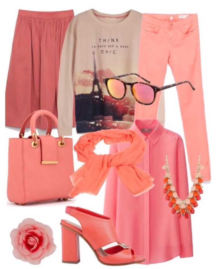 Сочетание цветов в одежде коралловый