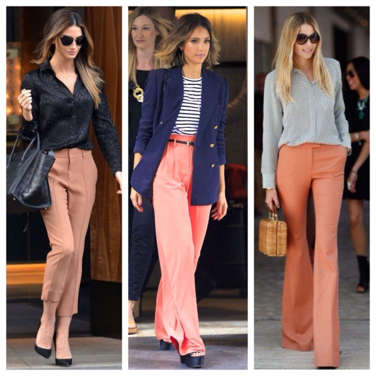 Широкие персиковые брюки