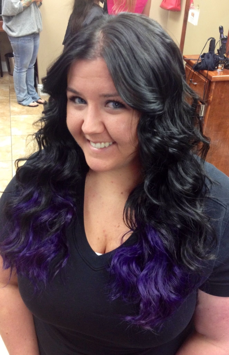 Фиолетовые Локоны на темных волосах