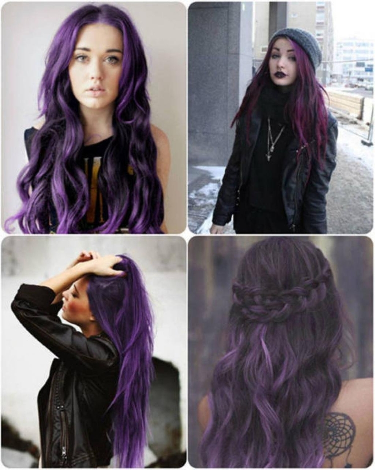 Передние пряди фиолетовые