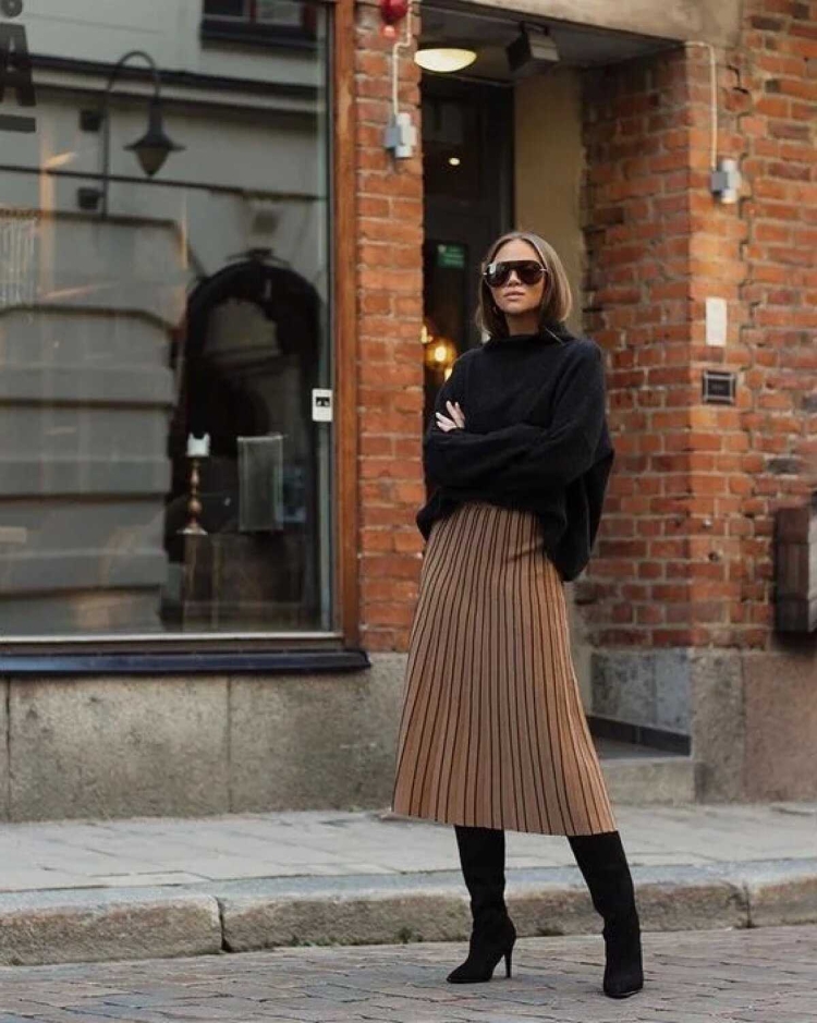 Зимняя юбка миди