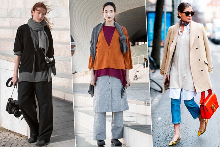 Многослойность в одежде для худых