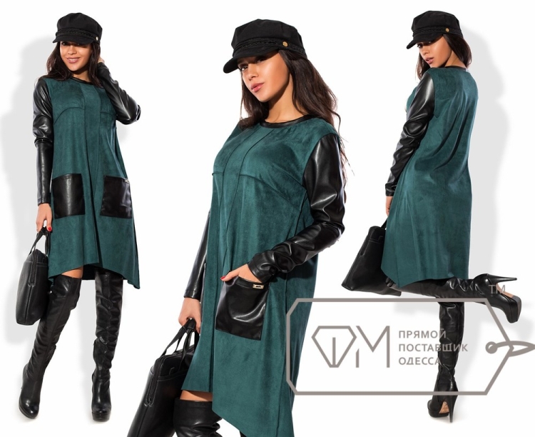 Замшевое платье индиго Street Fashion