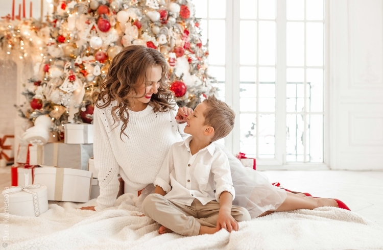 Фотосессия в бежевом новый год