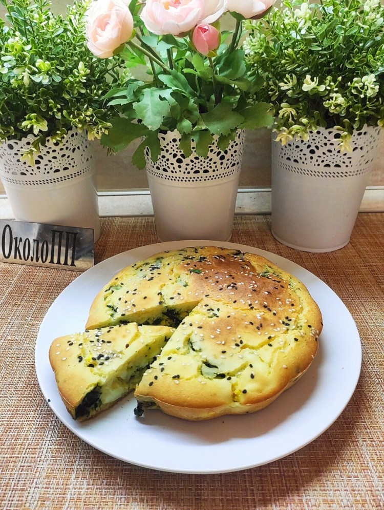 Заливной пирог со шпинатом