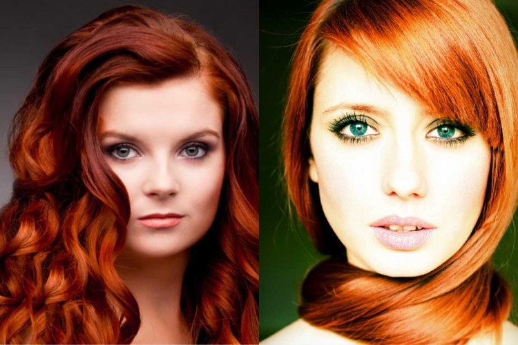 Рыжий цвет волос с зелеными глазами