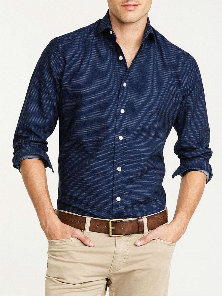 Темно синяя рубашка мужская