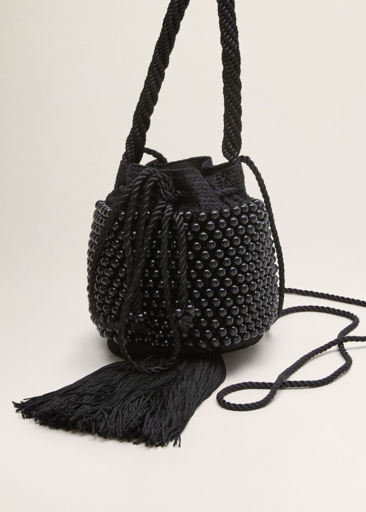 Сумка торба с бусинами Mango