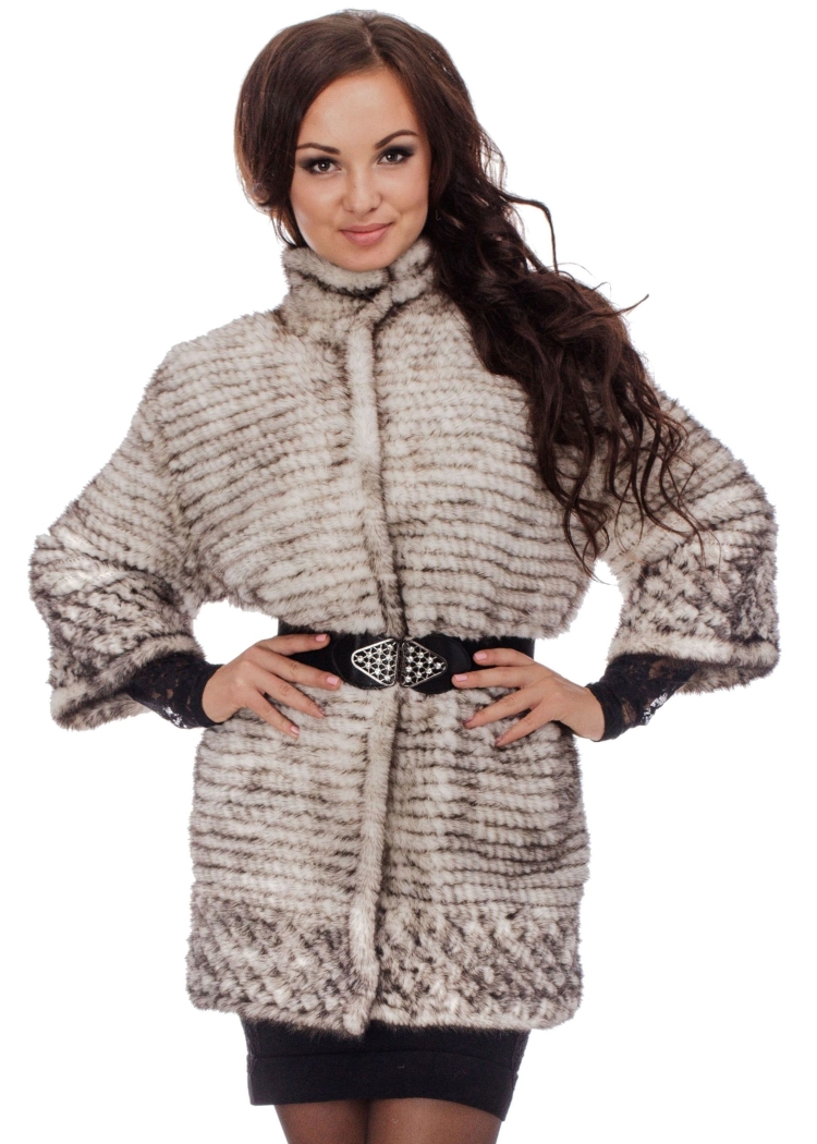 Вязаное норковое пальто