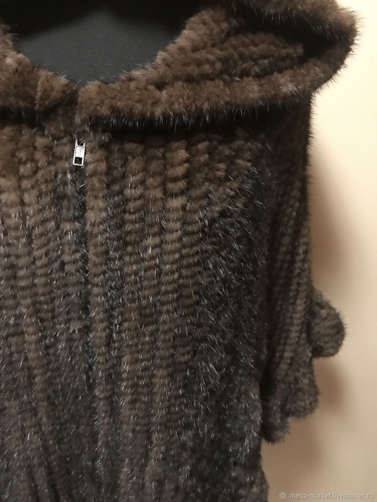 Пончо из вязаной норки
