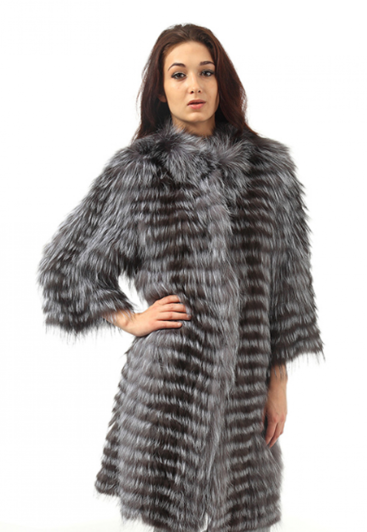 Вязаная чернобурка пальто