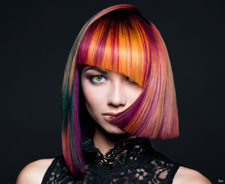 Креативное окрашивание на средние волосы