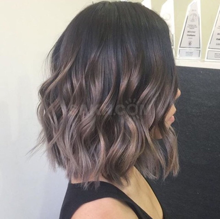 Балаяж на темные волосы каре