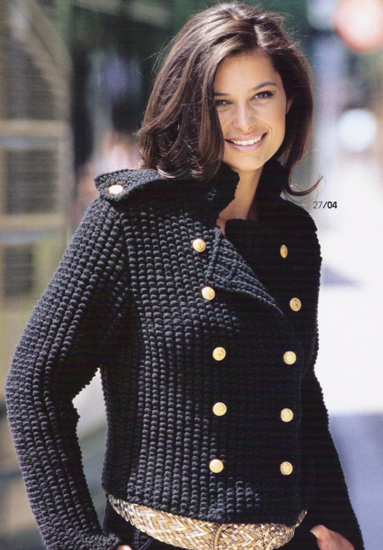 Жакет в стиле милитари спицами