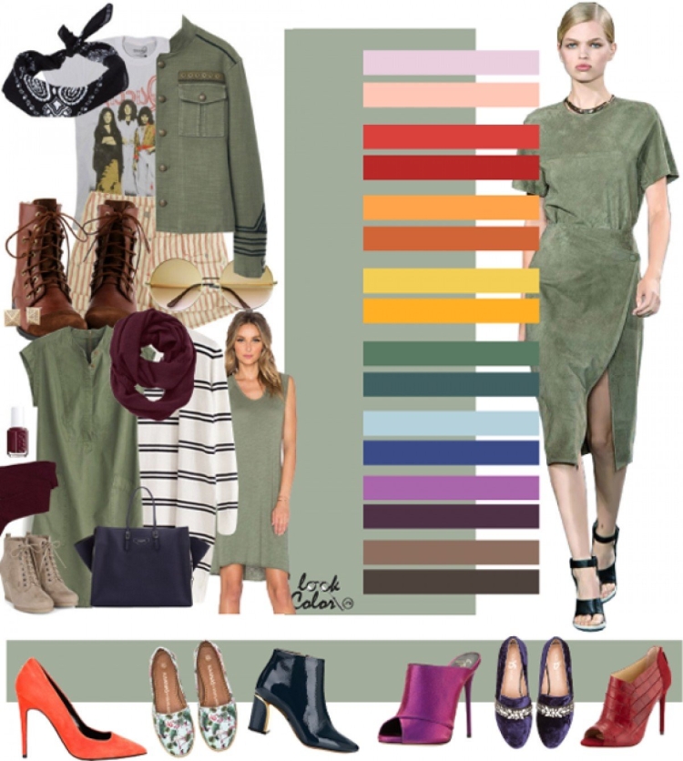 Сочетание с болотным цветом