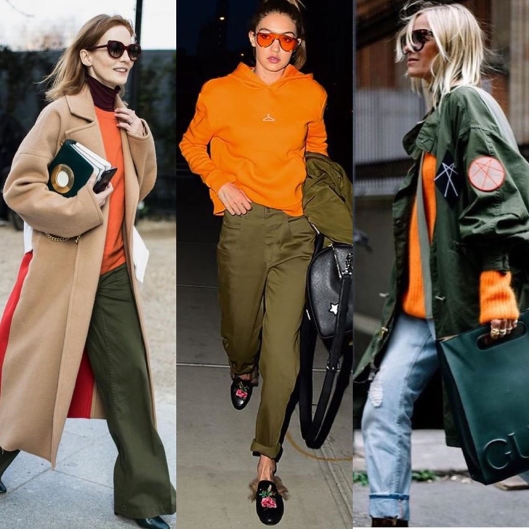 Хаки и оранжевый сочетание