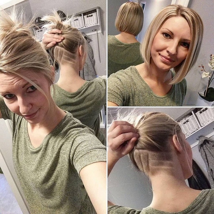 Удлиненный Боб с выбритым затылком