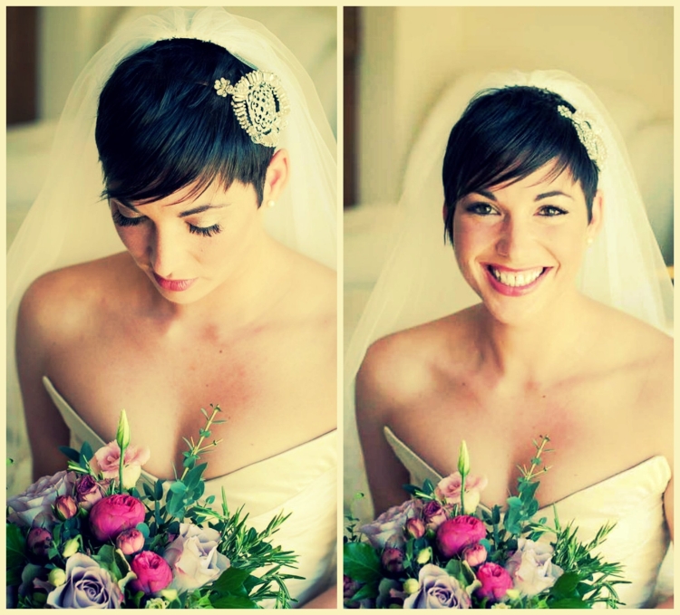 Свадебные причёски на короткие волосы с фатой