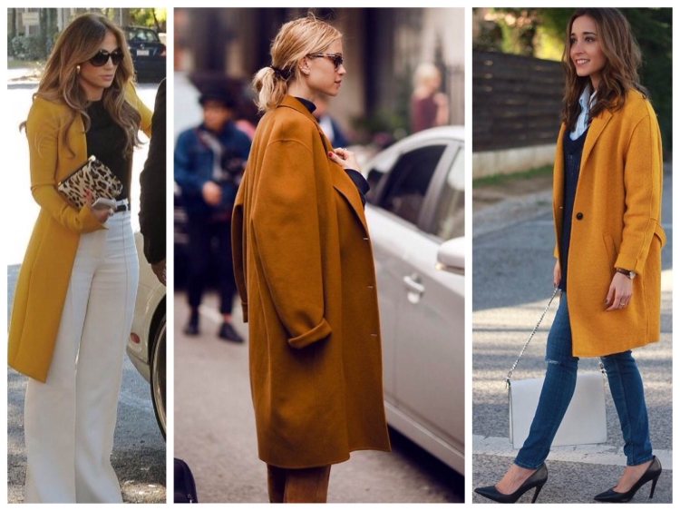 Пальто glance горчичное