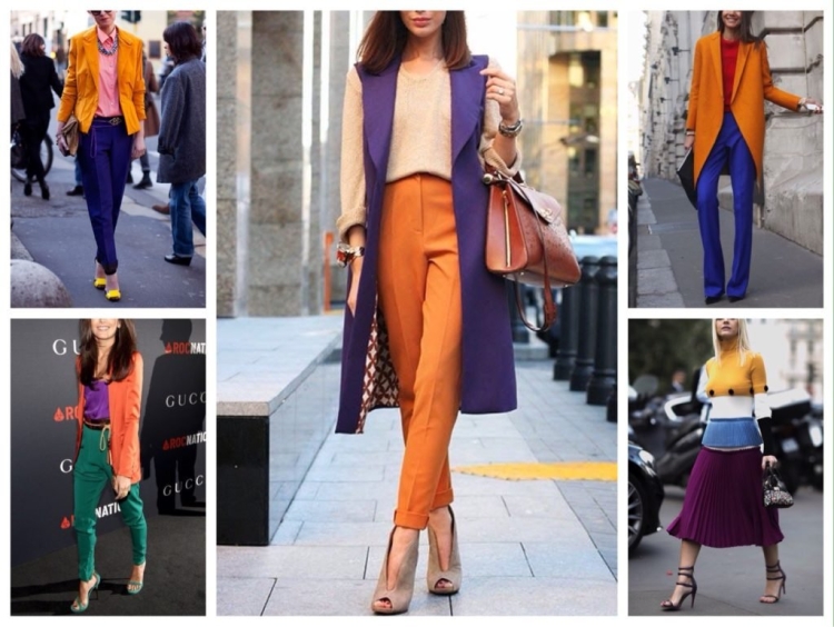 Оранжевый и фиолетовый в одежде