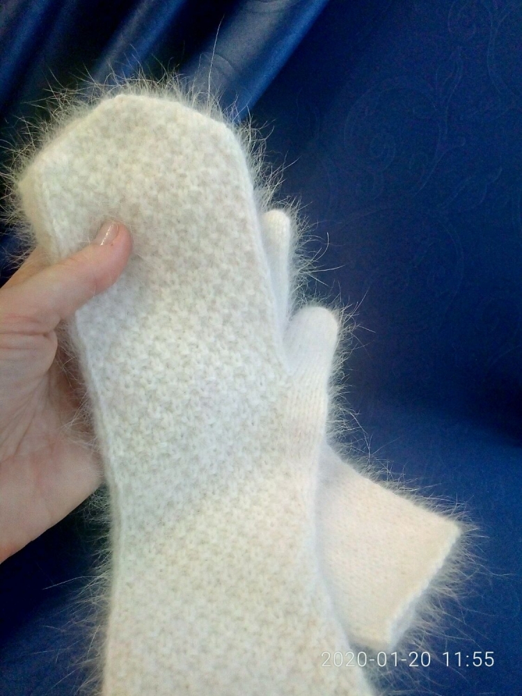 Варежки из пуха норки спицами