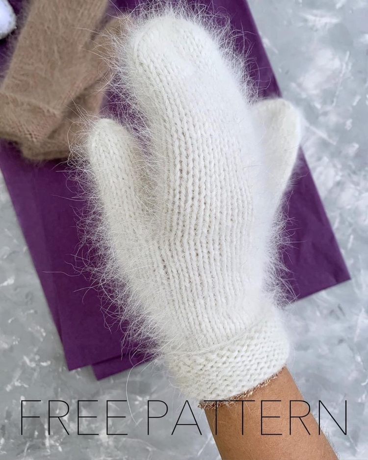 Варежки из пуха норки спицами