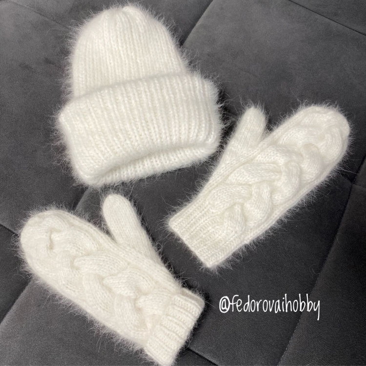 Варежки из пуха норки