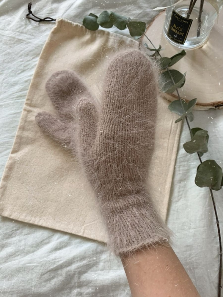 Варежки из пуха норки