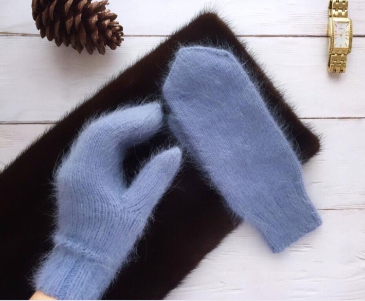 Варежки из пуха норки