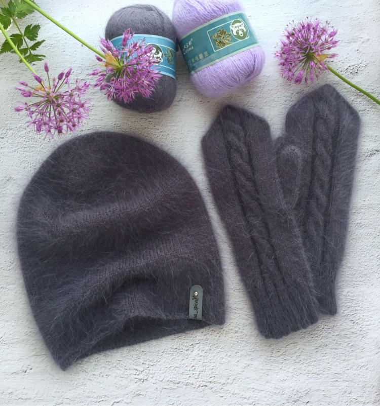 Варежки из пуха норки