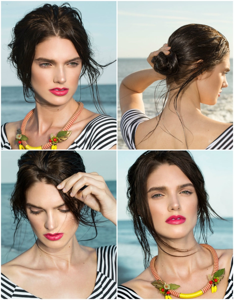 Пучок на мокрые волосы