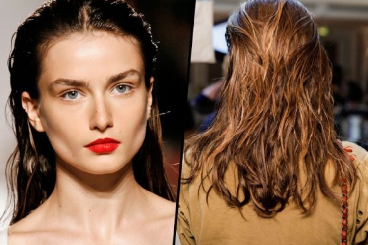 Прическа эффект мокрых волос на длинные волосы